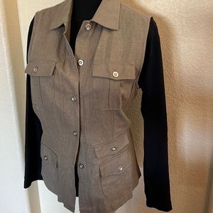 Chico’s Olive Linen/Rayon Vest Jacket, sz 2, or medium, NWT